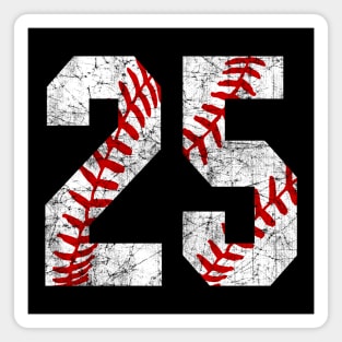 Vintage #25 Baseball Laces Baseball Mom Jersey Love Baseball T-shirt Magnet